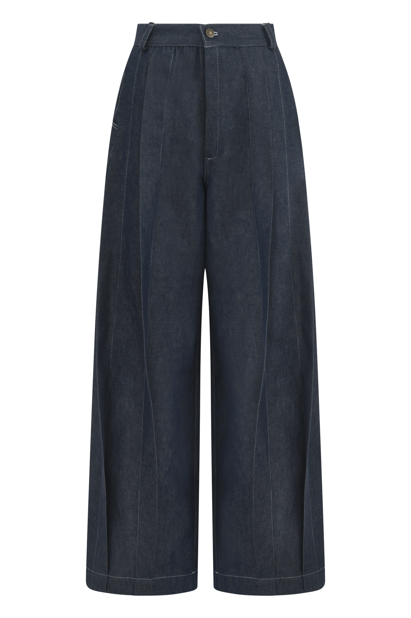 PANTALON JEAN TWIST, 100% coton denim brut, tissu torsadé à l'avant, coupe droite.