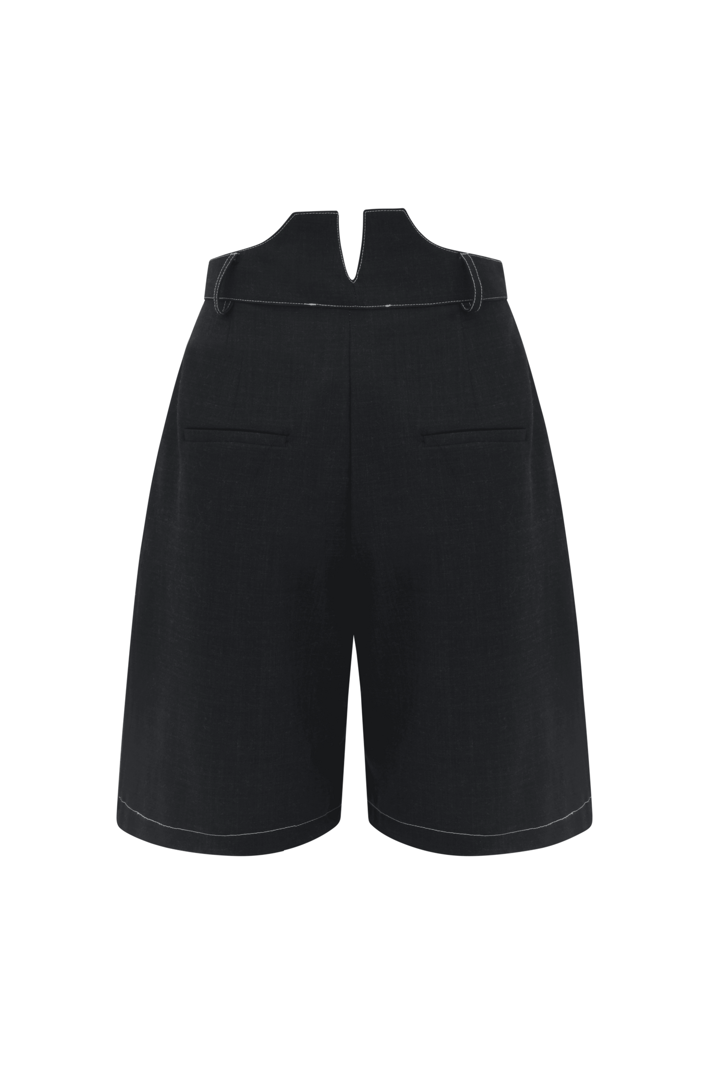 SHORT SINUSOÏDE, arrière, ceinture pointe en V milieu dos.