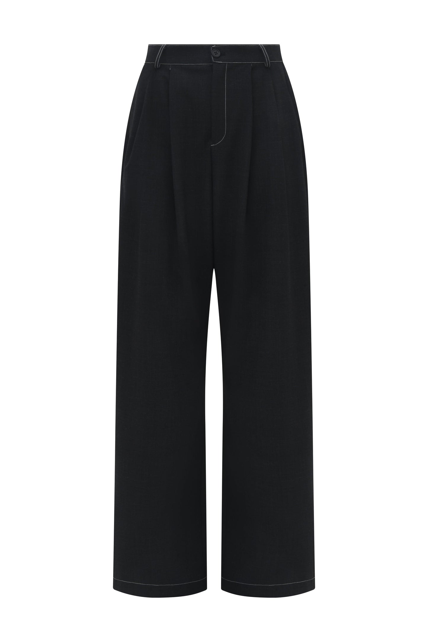 PANTALON SINUSOÏDE, 100% laine, structuré avec détail graphique.