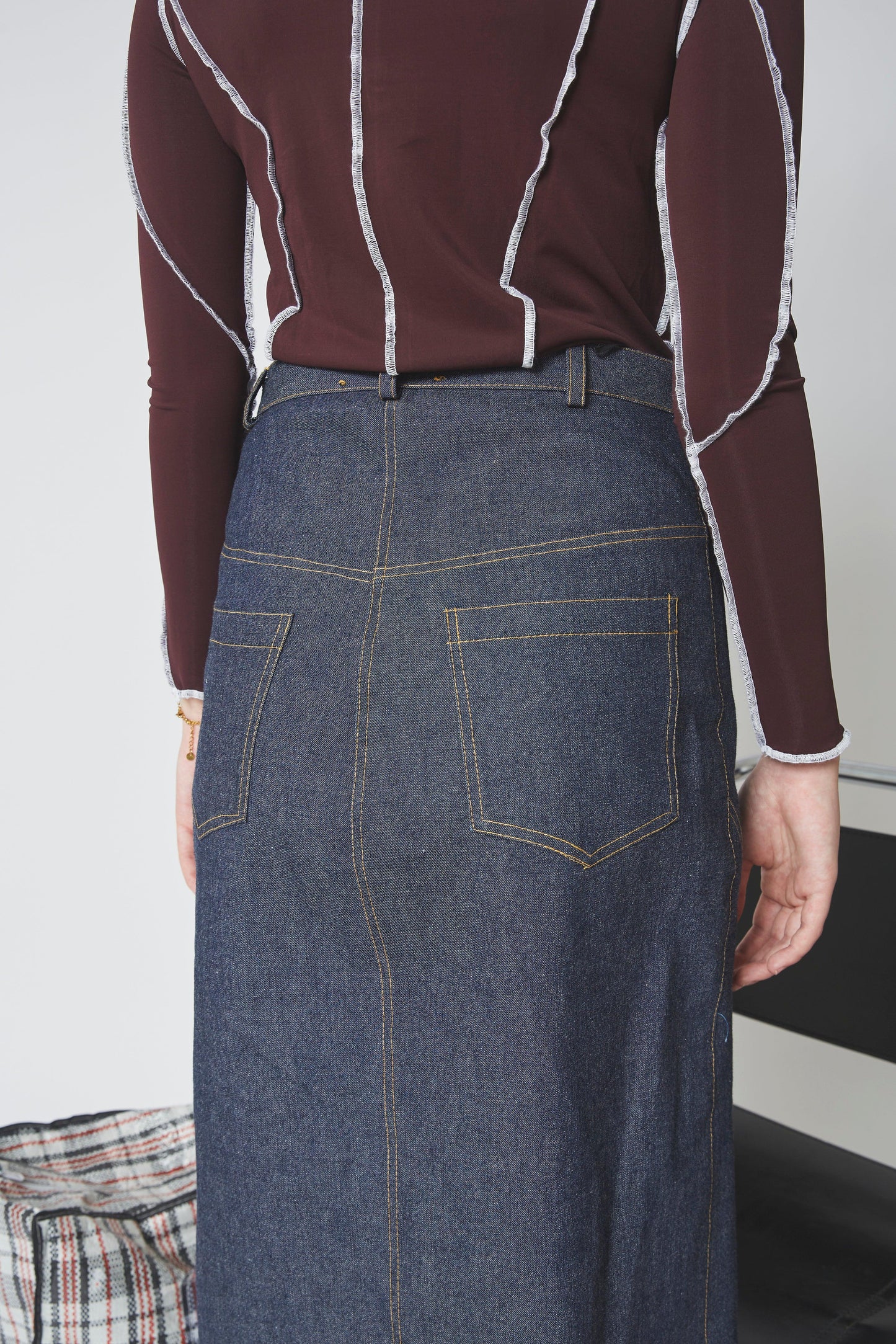 JUPE ADA, poches plaquées arrières, taille haute.