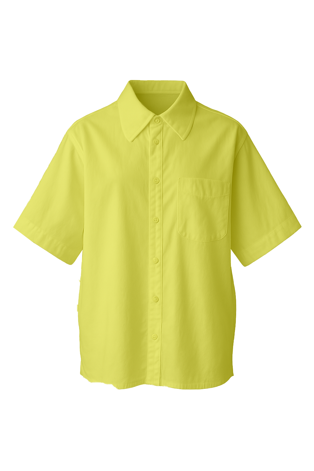 Chemise PAF JAUNE, oversize, manches courtes, coupe fluide et col en forme de vague 100% Coton.