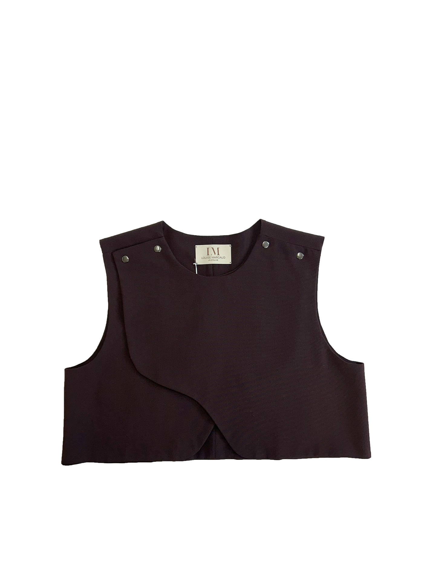 TOP HICO, sans manches en laine aubergine, asymétrique crop top.