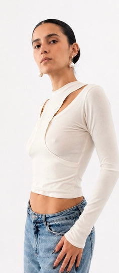 CROS TOP LONG SLEEVES BEIGE