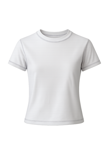 T-shirt moulant banc à manches courtes en jersey de coton, issu de l’ensemble CLIC CLAC TOP.